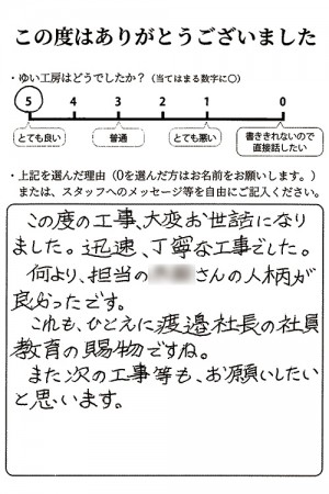 新潟市北区Sのお声（配管保温）